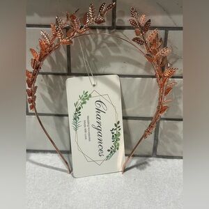Woman Hair Band Goddess Rose Golden Leaves Headband Tiara Metal Party Crown